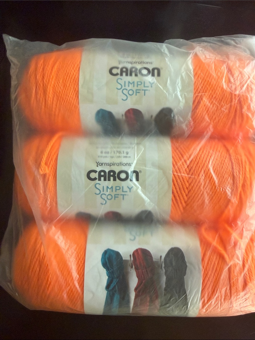 Caron Acrylic Yarn - Orange & Cream - Neon Orange